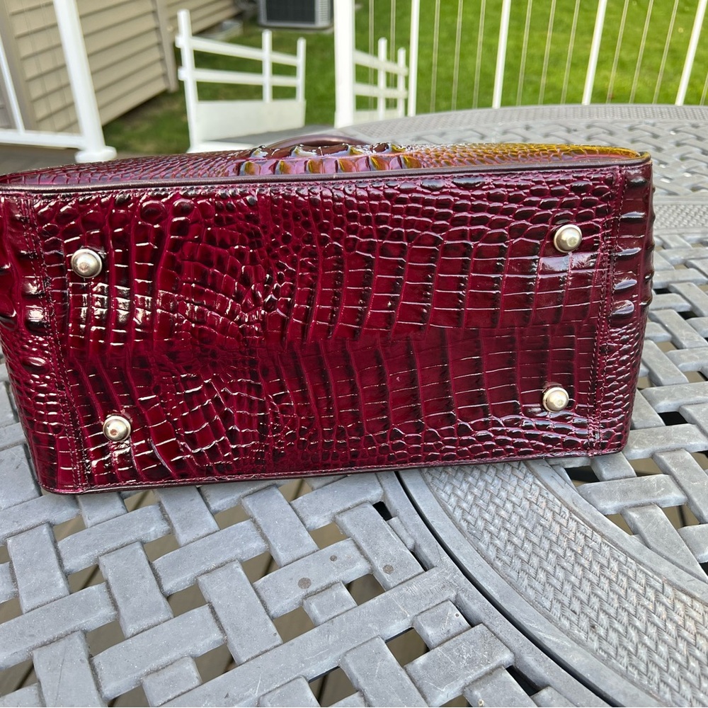 Brahmin Hudson Wine Granada Leopard Satchel - Picture 6 of 16